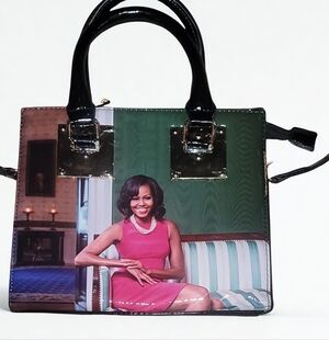 NWOT Stylish Michelle Obama Mini Black and Multicolor Handbag